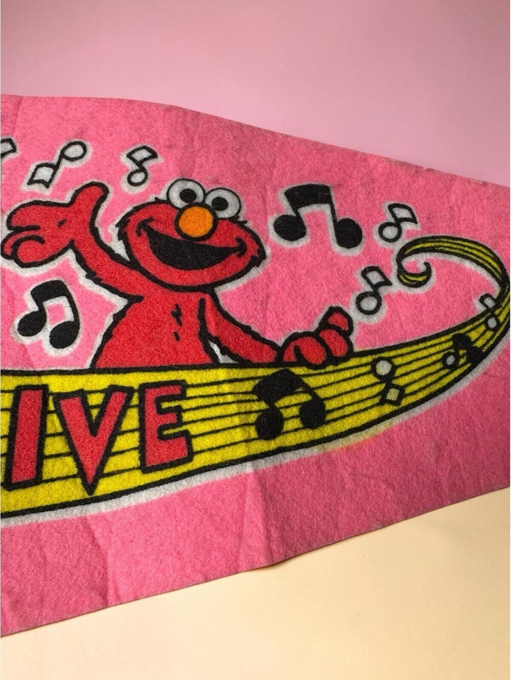 Vtg Sesame Street Live Felt Pennant Big Bird Cookie Monster Oscar Bert 70s 80s